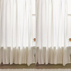 Urban Outfitters Palmer Linen Blend Ruffle Shower Curtain 72x72 NWT $60